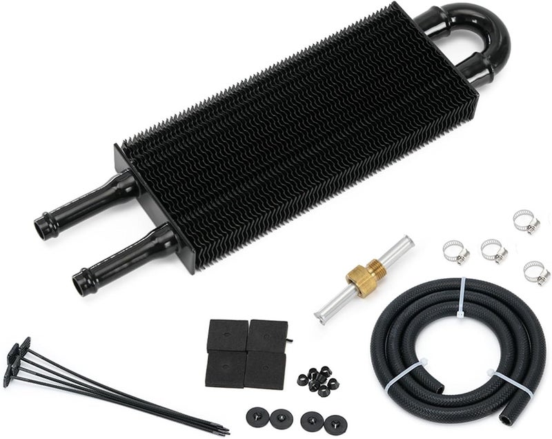 SJDYYMX Universal 5/16" Transmission Oil Cooler Kit Aluminium alloy 2 Pass Tube & Fin Black - Image 1